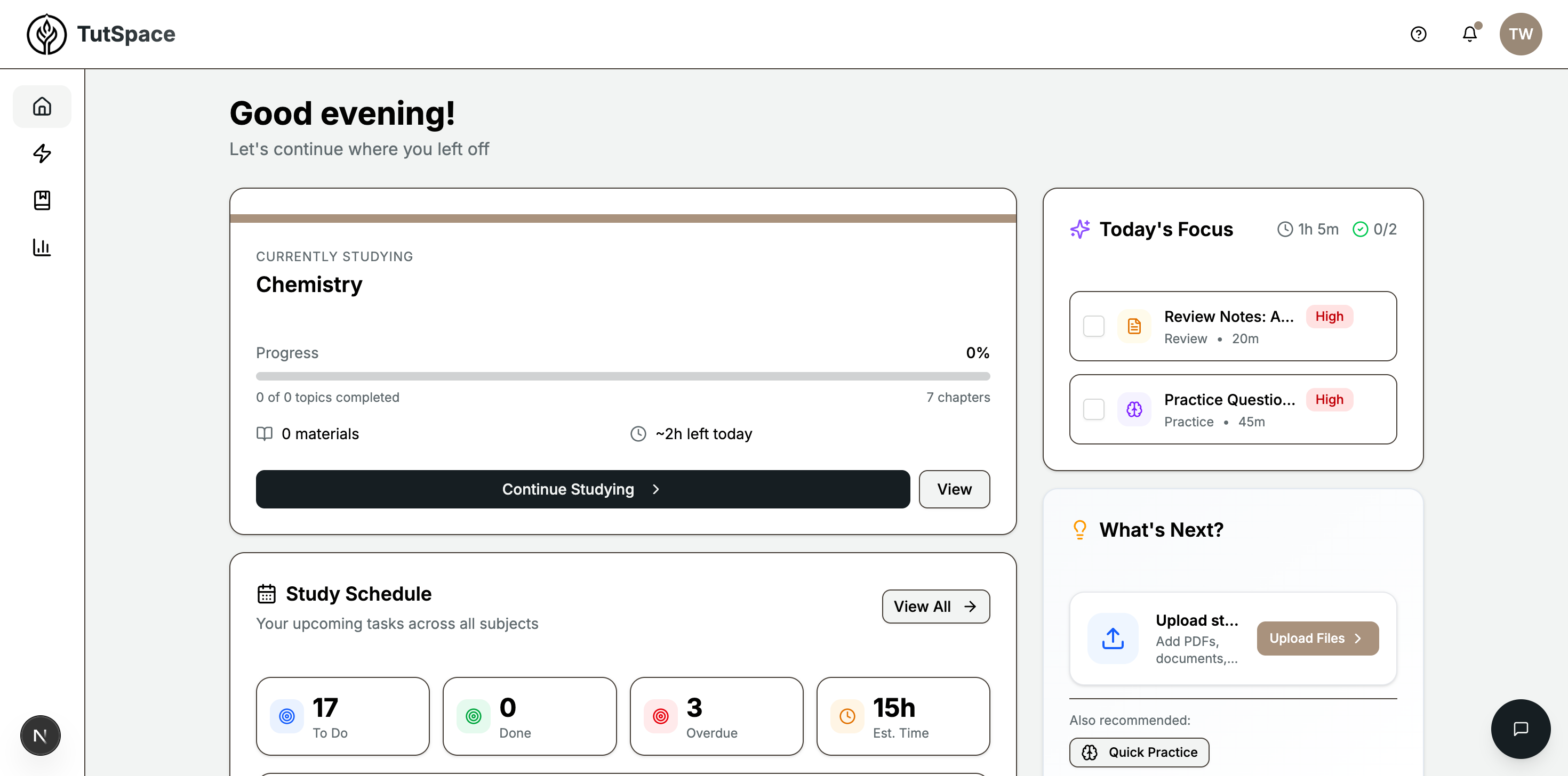 TutSpace Dashboard - Track your study progress